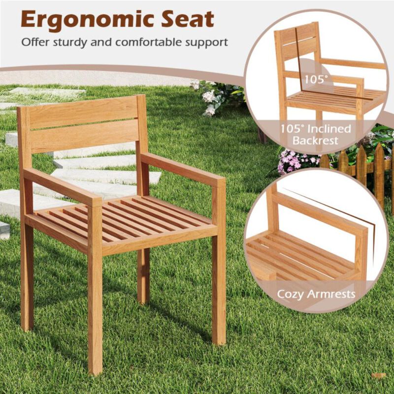 Hivvago Outdoor Patio Dining Teak Wood Armchair