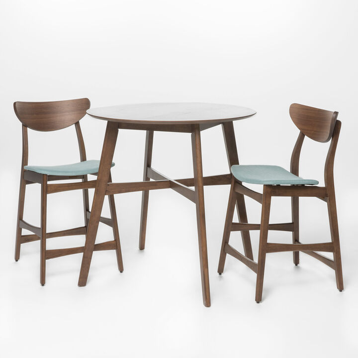 Christopher Knight Home Cedric Mid Century Modern Fabric Upholstered Counter Height 3 Piece Bistro Set
