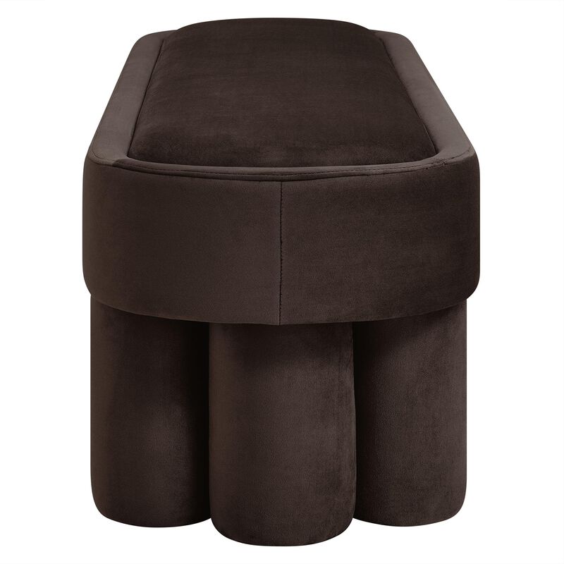 Mossi 52" Modern Oval Velvet Bench in Alabster image number 5