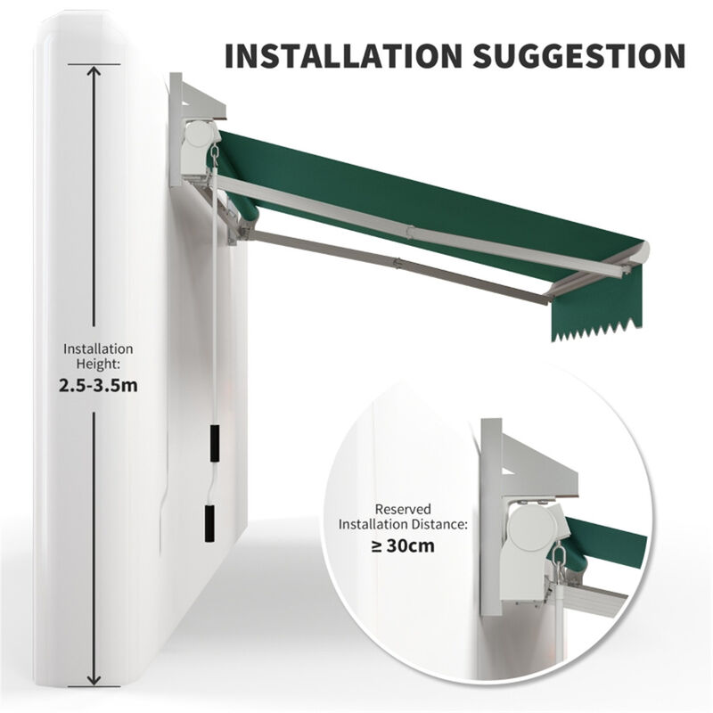 Manual Retractable Awning UV-Resistant Outdoor Shade Canopy for Home & Caf&eacute;