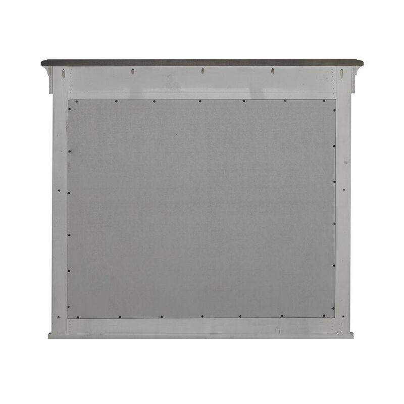 Liberty Furniture Landscape Mirror Farmhouse White in Weathered Linen Finish w/ Dusty Taupe Tops image number 4