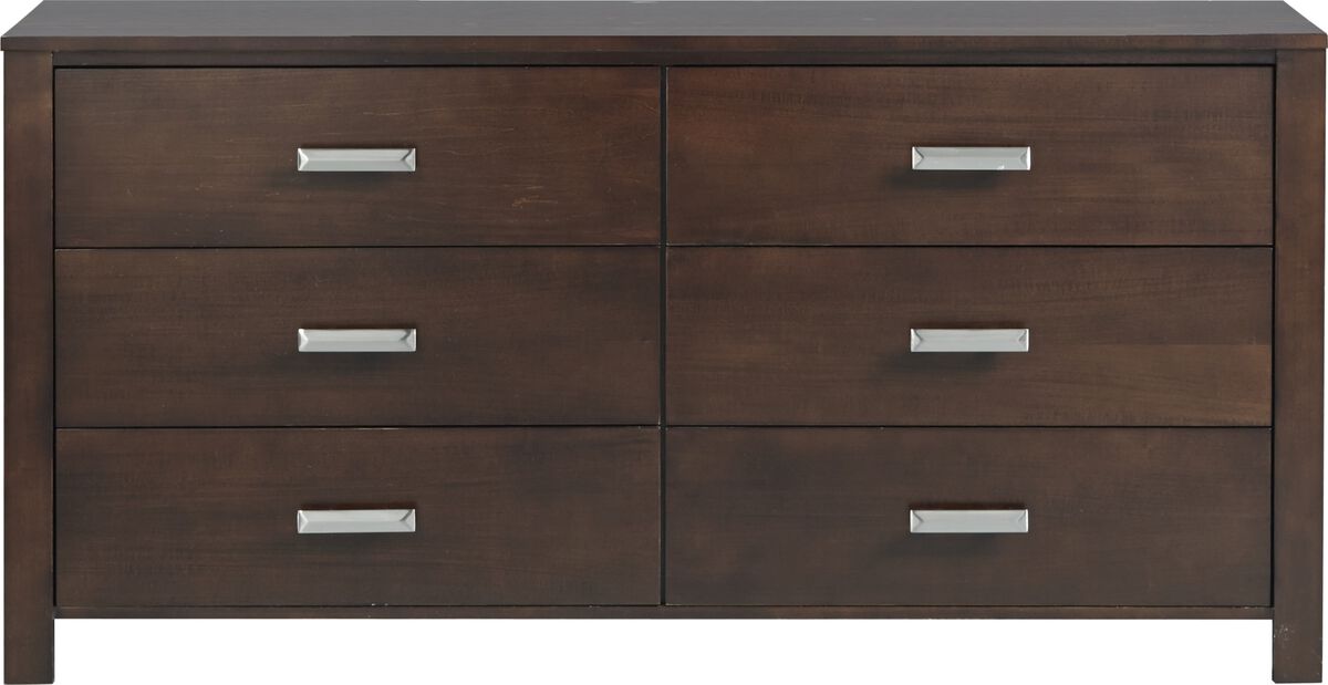 Riva Six Drawer Dresser in Chocolate Brown
