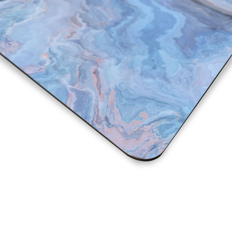 HomeRoots 18" Set of Two Blue Abstract Faux Marble Cork Placemats image number 3