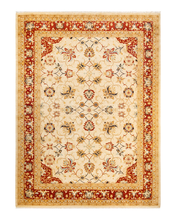 Eclectic, One-of-a-Kind Hand-Knotted Area Rug  - Ivory, 9' 2" x 12' 5"