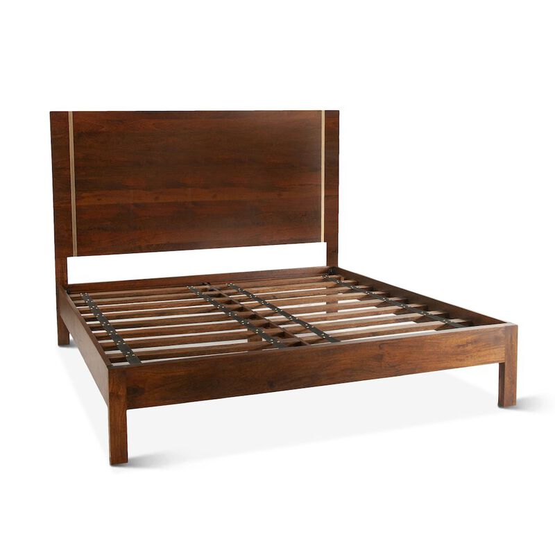 World Interiors Manhattan Retro Mid Century Wood King Platform Bed
