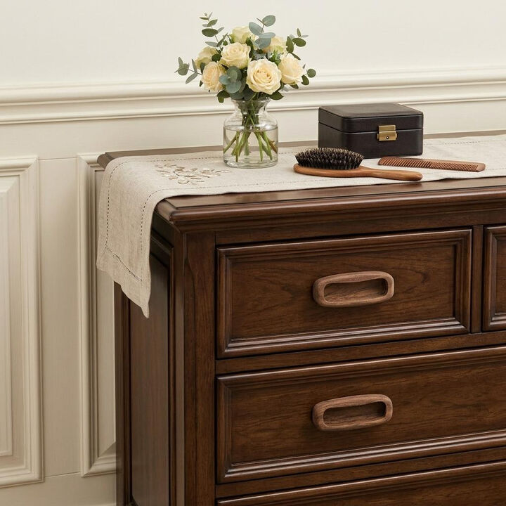 HomeRoots Set of Two Brown Teak Wood Drawer Pull Knobs