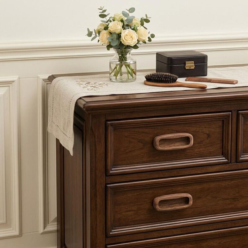 HomeRoots Set of Two Brown Teak Wood Drawer Pull Knobs image number 1