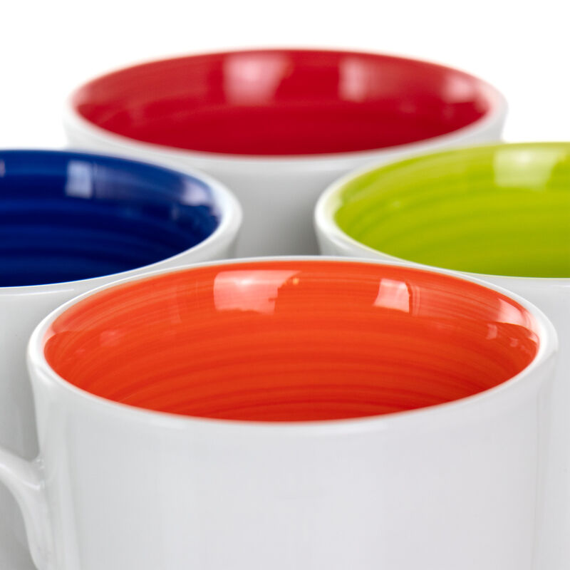 Gibson Home Crenshaw 4 Piece 12 Ounce Ceramic Mug Set in Assorted Colors