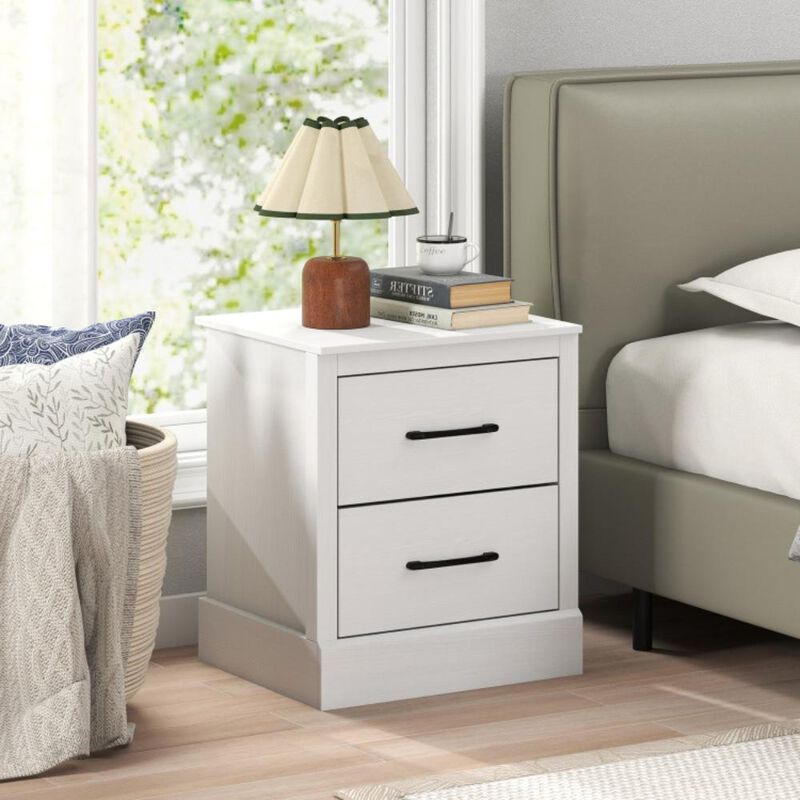 Hivvago Wood Compact Floor Nightstand with Storage Drawers