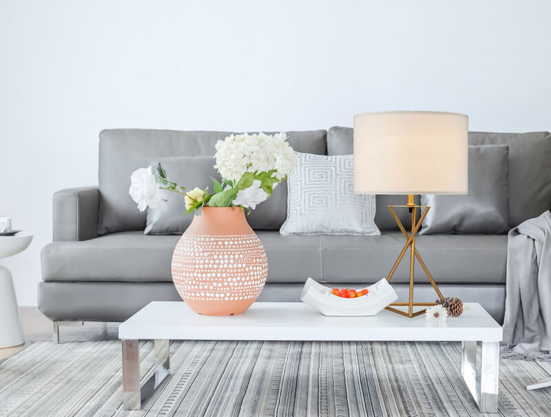 Hivvago Contemporary Gold Geo Table Lamp with White Shade