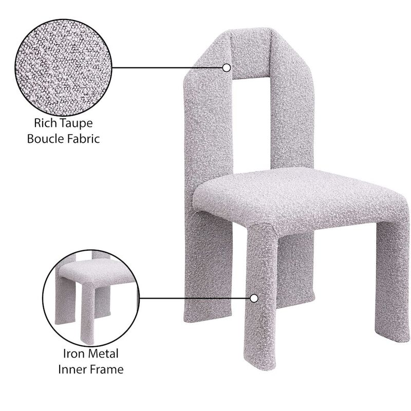 Meridian Furniture Bennett Taupe Boucle Fabric Dining Chair, Set of 2