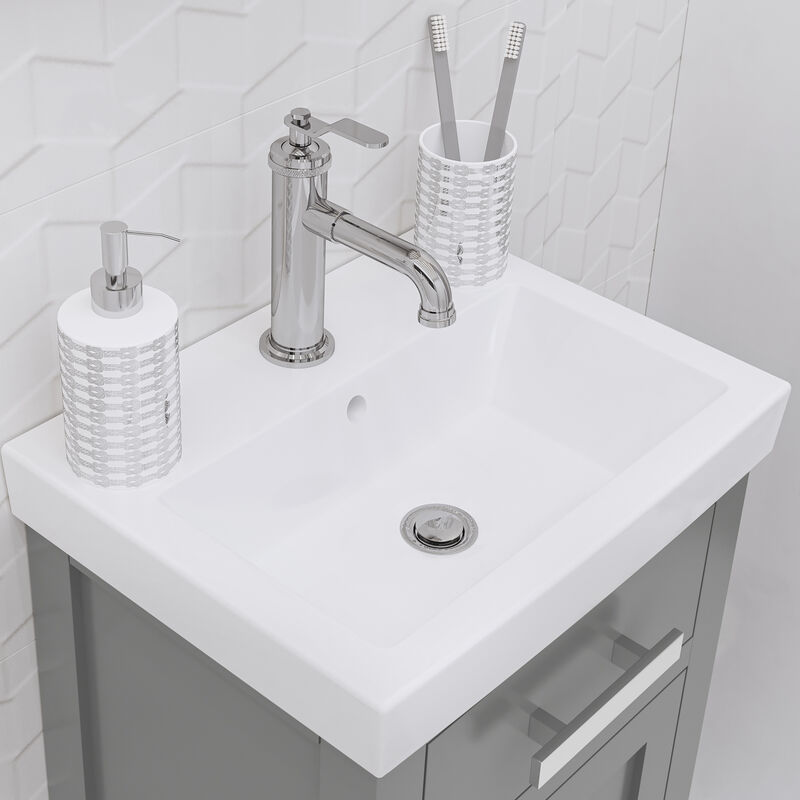 Mia 18 In. Integrated Ceramic Sink Top Bath Vanity in Cashmere Grey