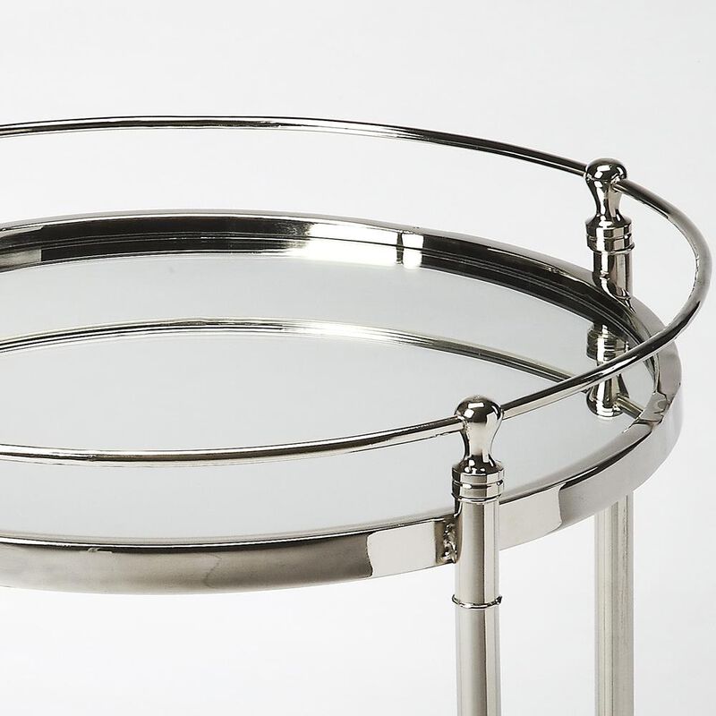 Butler Specialty Crosby Metal & Mirrored Side Table, Silver image number 2