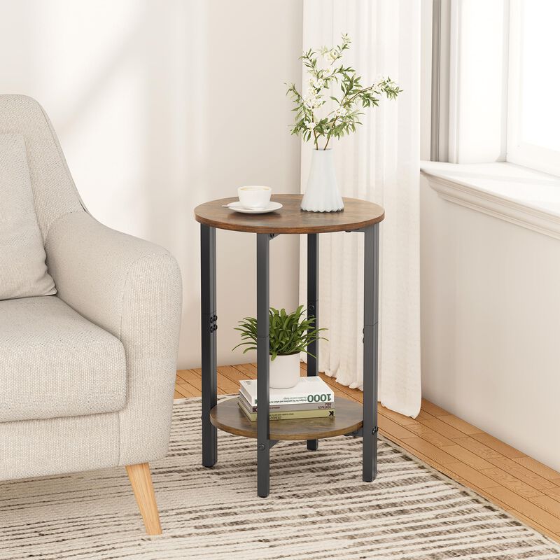 Vagusicc Side Tables Small End Tables, Set of 2 Half Round Side Table for Living Room, 2 Tier Small Couch Side Table, Small Roun