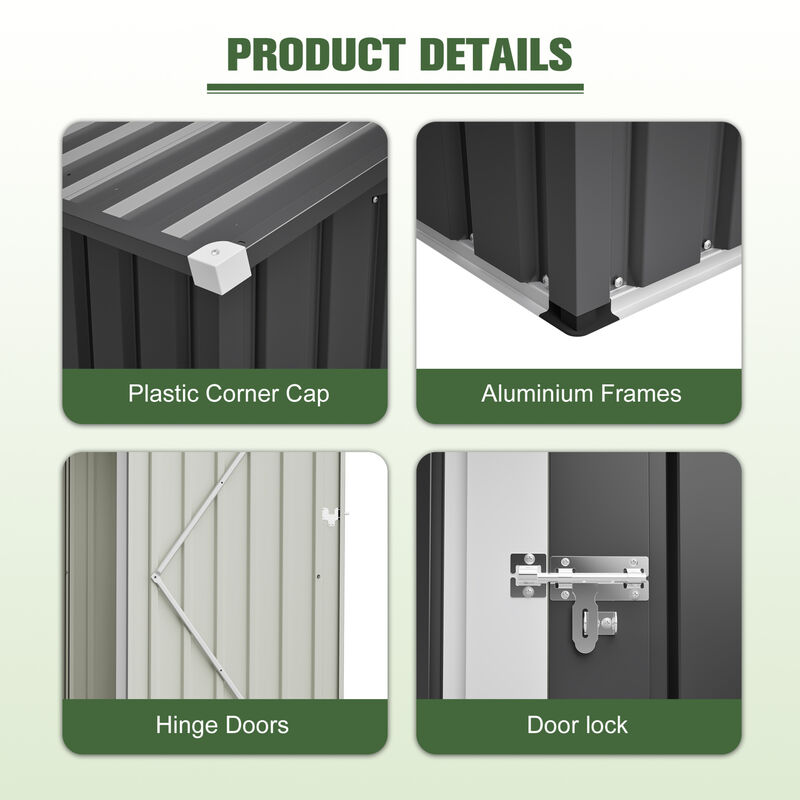 WOW PIONEER Waterproof Weather-Resistant Metal Outdoor Utility Storage Shed with Lockable Door for Backyard Garden Patio Lawn Tool Organization image number 5