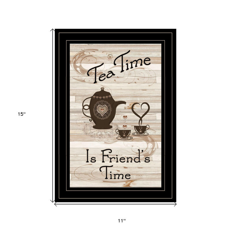 HomeRoots Tea Time is Friends Time 2 Black Framed Print Kitchen Wall Art image number 2