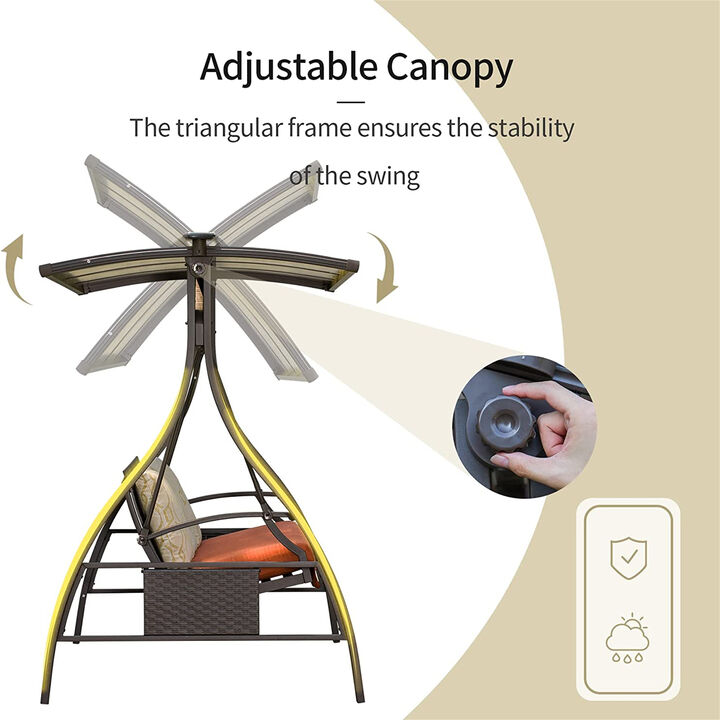 Streamdale Adjustable Canopy Hammock Swing with Solar Light & Cushions