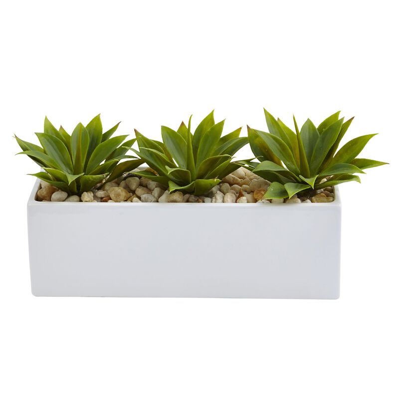 Hivvago Agave Succulent in Rectangular Planter