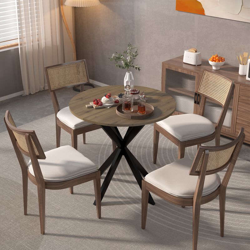 Quojof Modern Industrial Round Dining Table image number 2