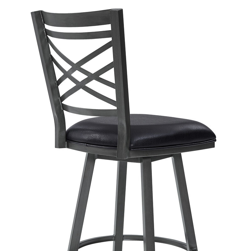 Fargo  Counter Height Metal Barstool in Mineral Finish with Black Faux Leather