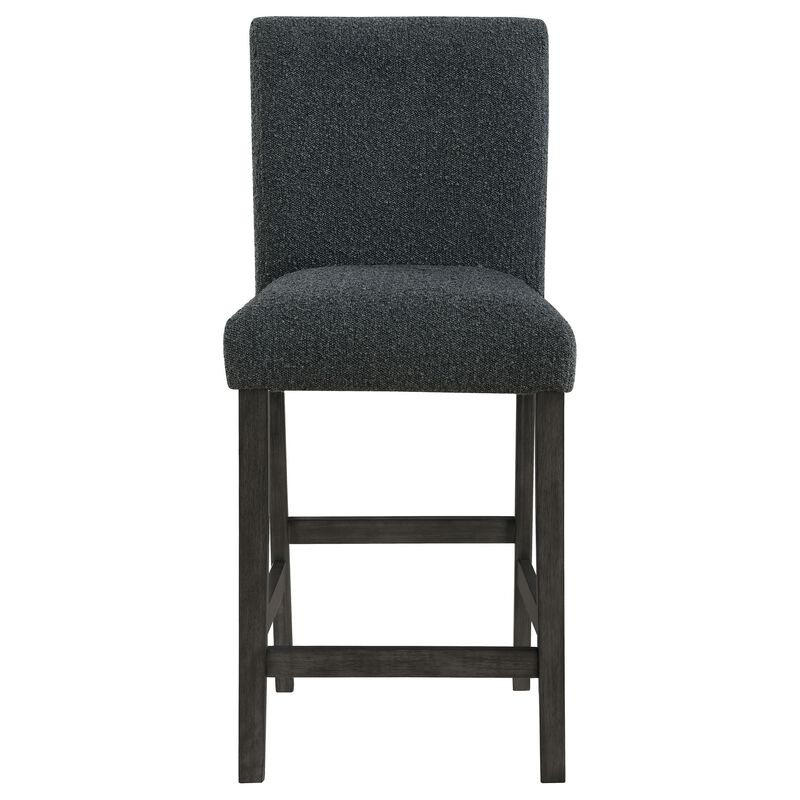 Alora Counter Height Dining Chair Set of 2, Black Boucle, Charcoal Gray - Benzara