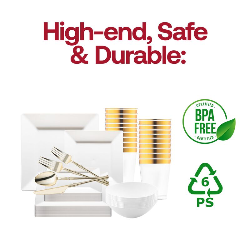 White Square Plastic Tableware Set (120 Sets) image number 5