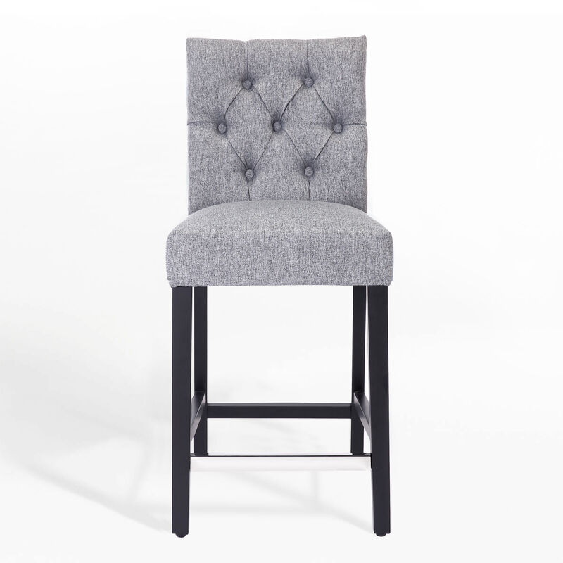 WestinTrends 24" Linen Fabric Tufted Upholstered Counter Stool, Black
