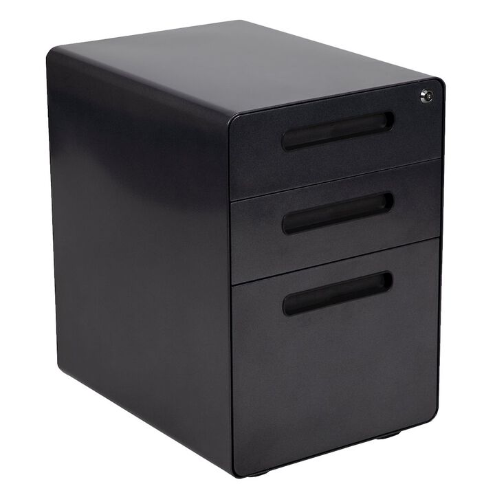 Flash Furniture 3-Drawer Mobile Locking Filing Cabinet with Anti-Tilt Mechanism, Black