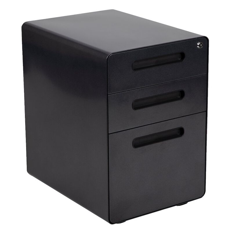 Flash Furniture 3-Drawer Mobile Locking Filing Cabinet with Anti-Tilt Mechanism, Black image number 0