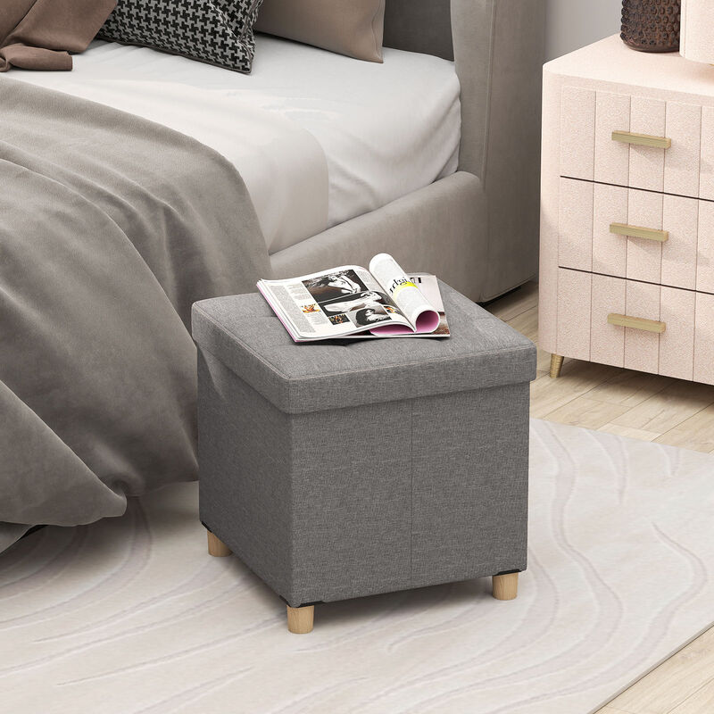 Multi-Functional Storage Ottoman with Sturdy Rubber Wood Legs-Grey image number 1
