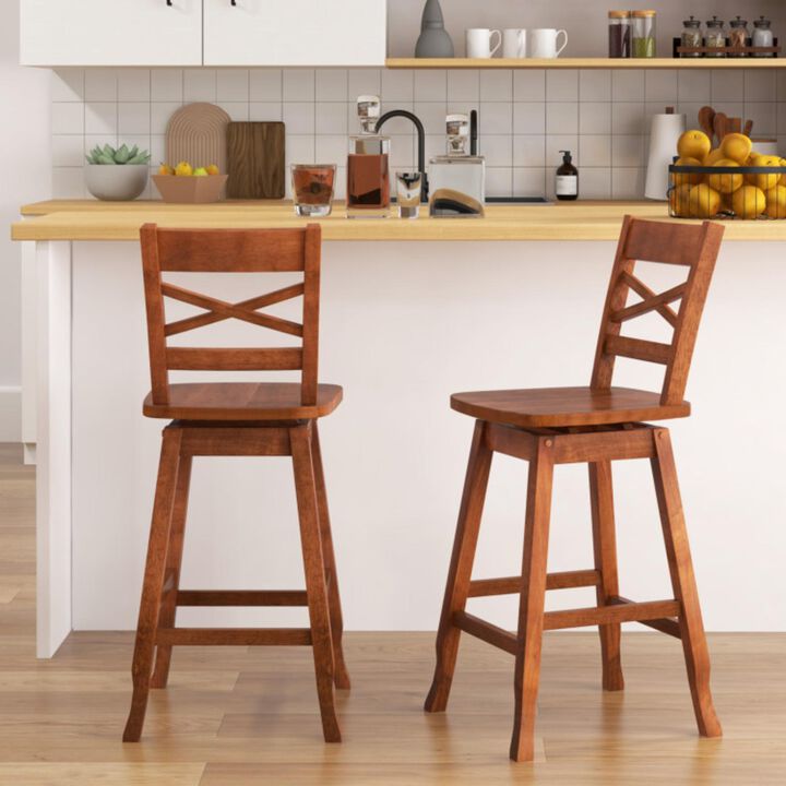 Hivvago Swivel 24-Inch Counter Height Stool Set of 2 with Inclined Backrest