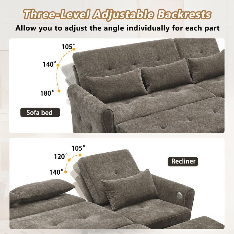 Merax hree-seater Sofa with a Sofa Bed and a Reversible Recliner Sofa