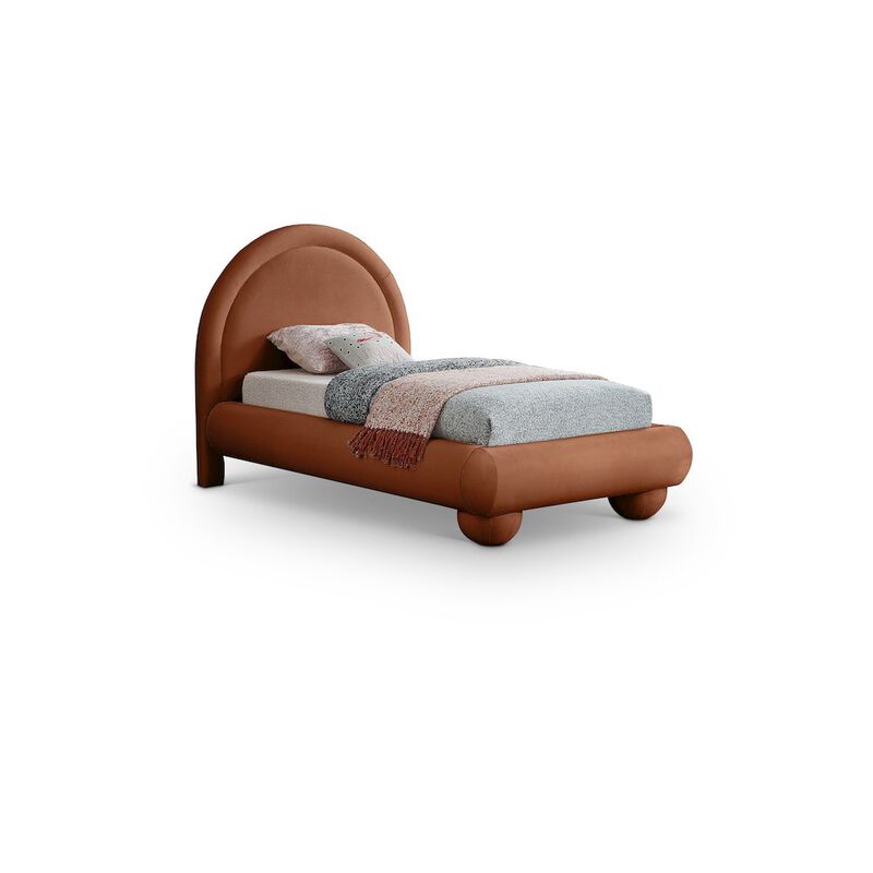 Meridian Furniture Madrid Cognac Velvet Twin Bed