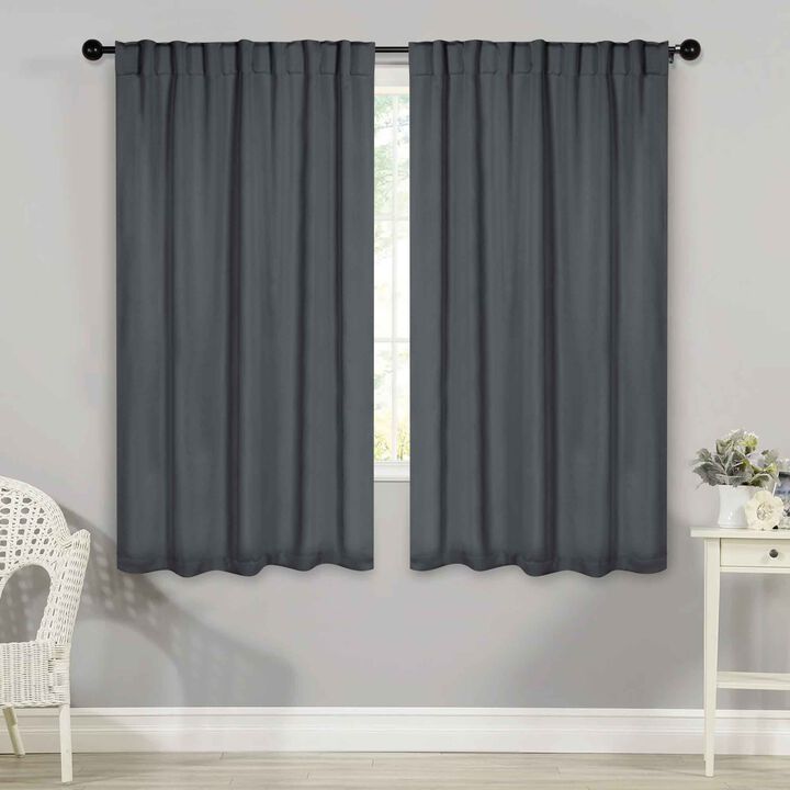 Blackout Window Curtains Set of 2 Solid Room Darkening Back Tab Panels