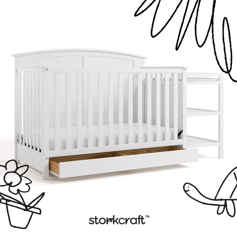Steveston 5-in-1 Convertible Crib and Changer with Drawer - White image number 1