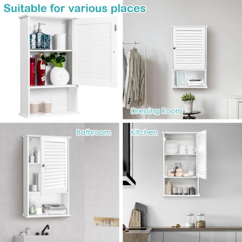 Hivvago Bathroom Wall Mount Storage Cabinet Single Door with Height Adjustable Shelf