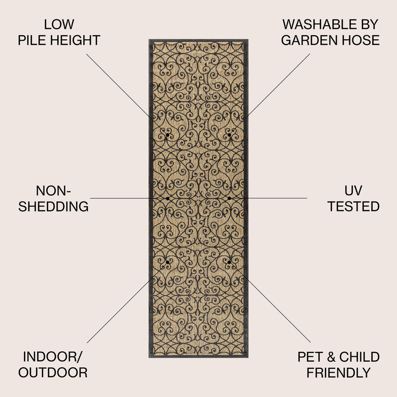 Madrid Vintage Filigree Textured Weave Indoor/Outdoor Area Rug