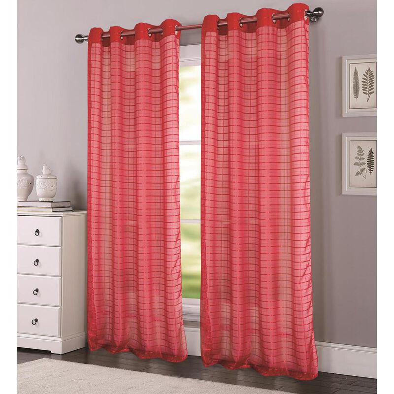 RT Designers Wanda Grommet Window Curtain Panel 54 x 90 Red
