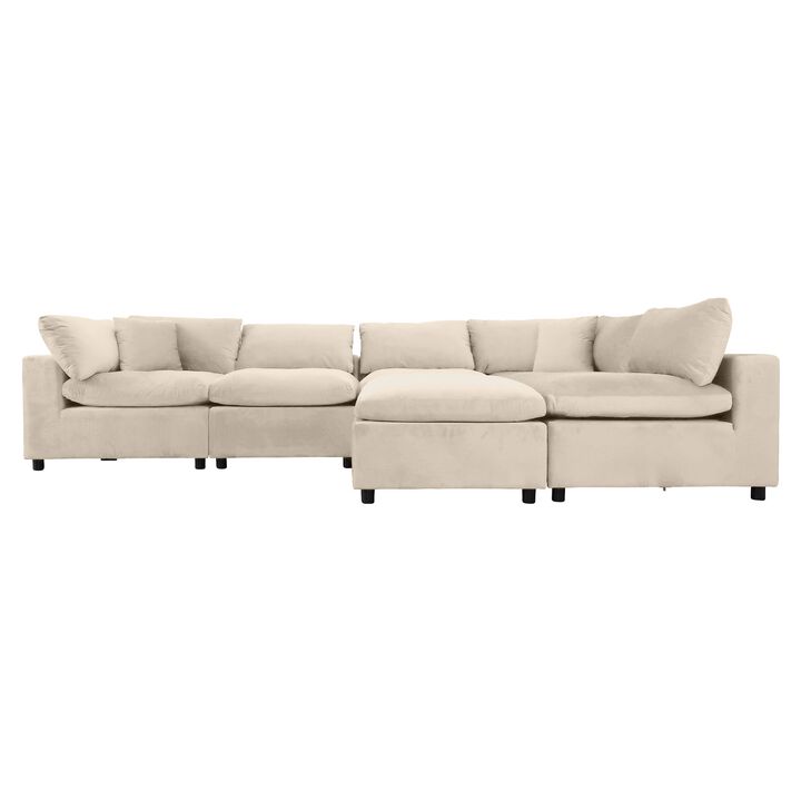 Merax Ivory Velvet Modular Sectional Sofa
