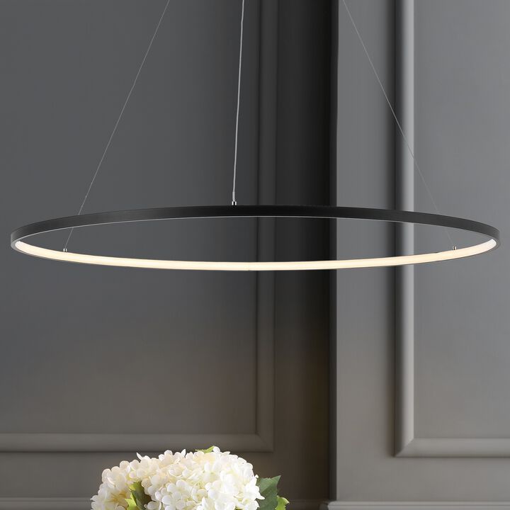 Circulo 35" Metal Round Modern Contemporary LED Integrated Pendant, Black