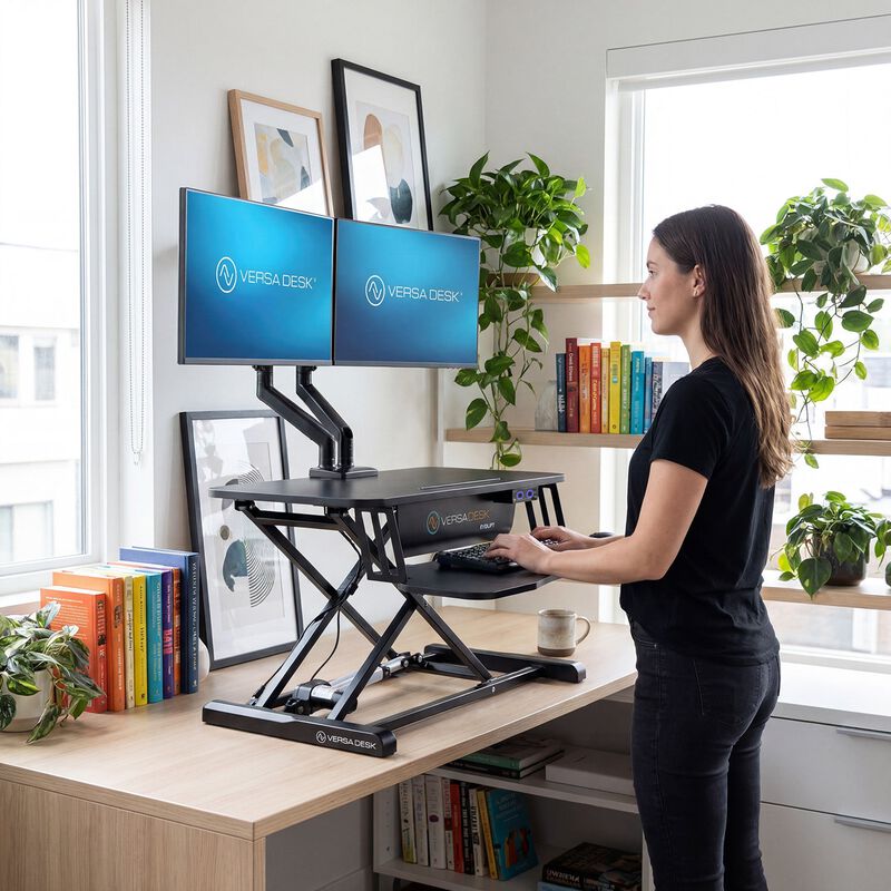 VersaDesk EvoLift 40"x24" Black Electric Standing Desk Converter, Height Adjustable Riser image number 2