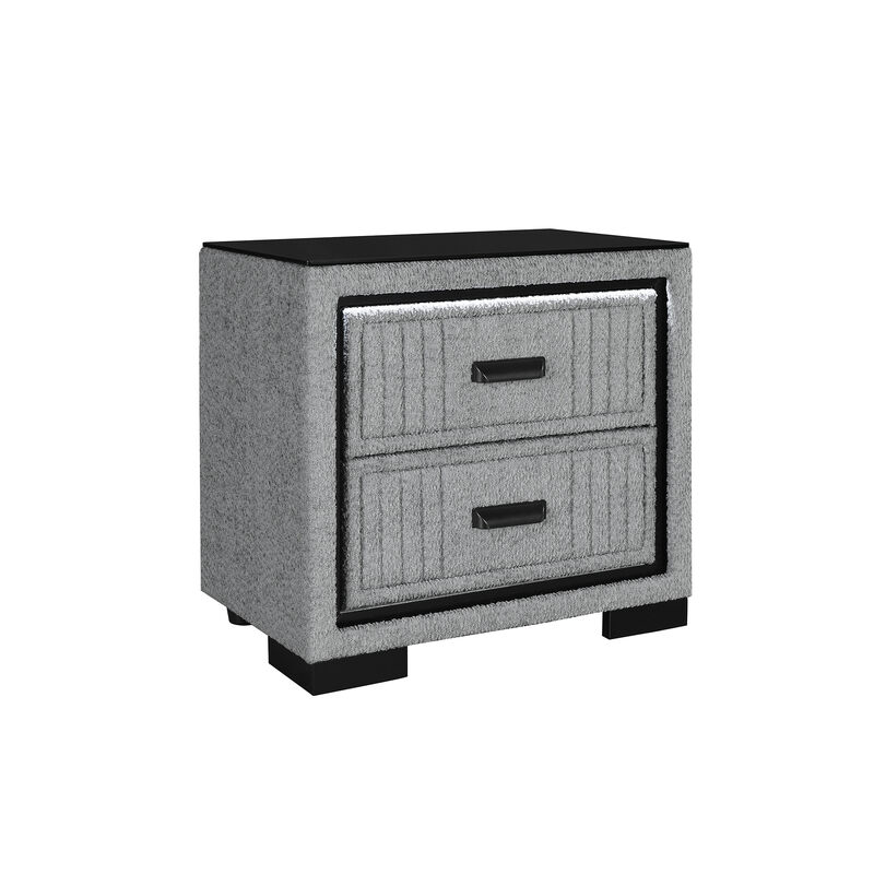 Isabella Grey LED Nightstand with Storage image number 2