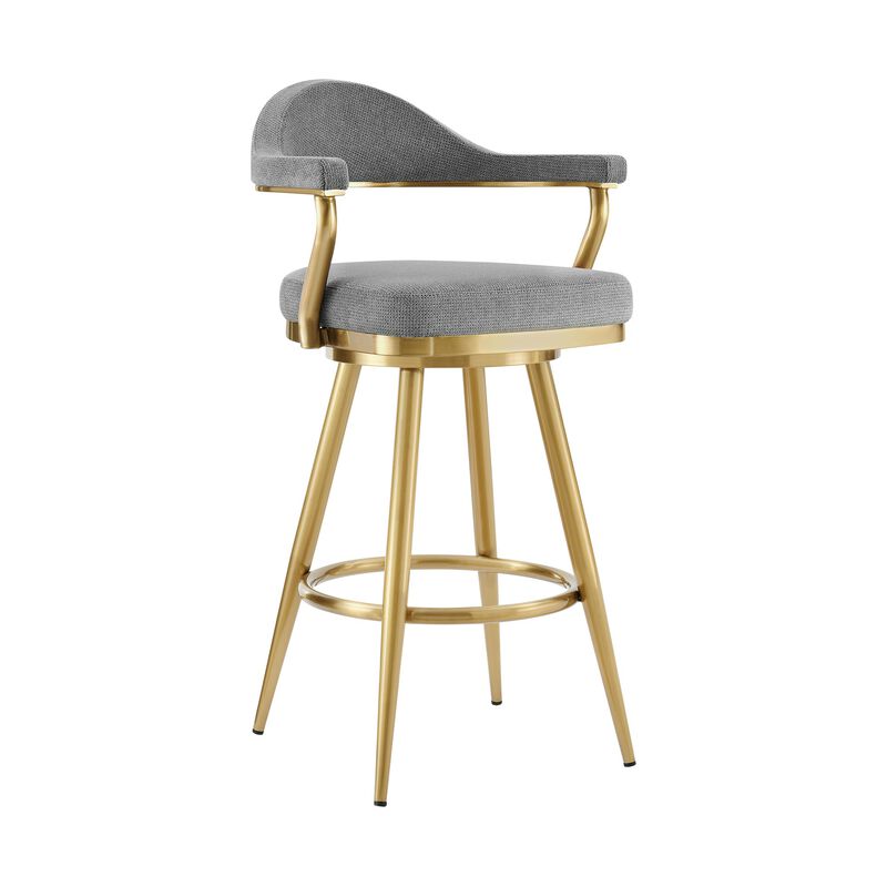 Swivel Upholstered Counter or Bar Stool with Metal Base