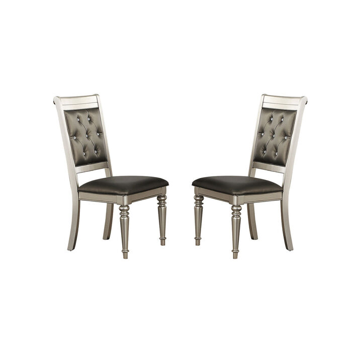 Streamdale Dining Chairs With Tufted Back, Silver(Set Of 2)