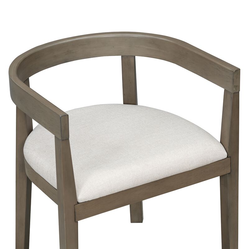 Whisen Set of 4 Curved Back Dining Chairs, Upholstered Solid Wood Frame Kitchen Chairs for Dining Room image number 7