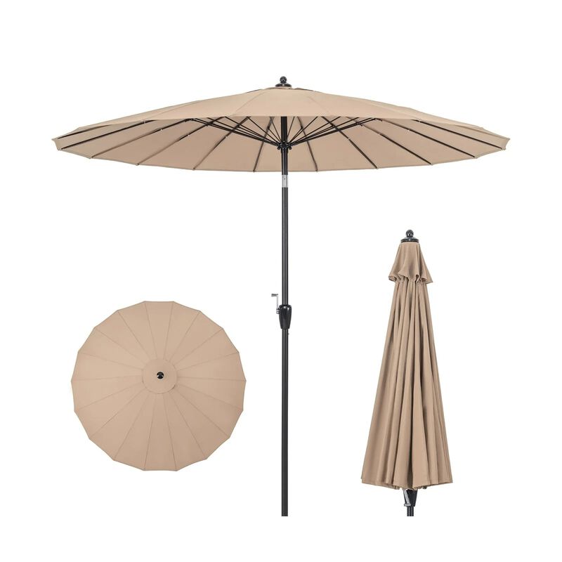 Mondawe 9 Feet Aluminum Market Round Patio Umbrella with 18 Fiberglass Ribs