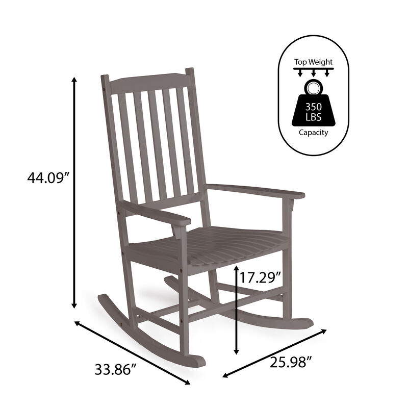 Seagrove Farmhouse Classic Slat-Back Acacia Wood Outdoor Rocking Chair