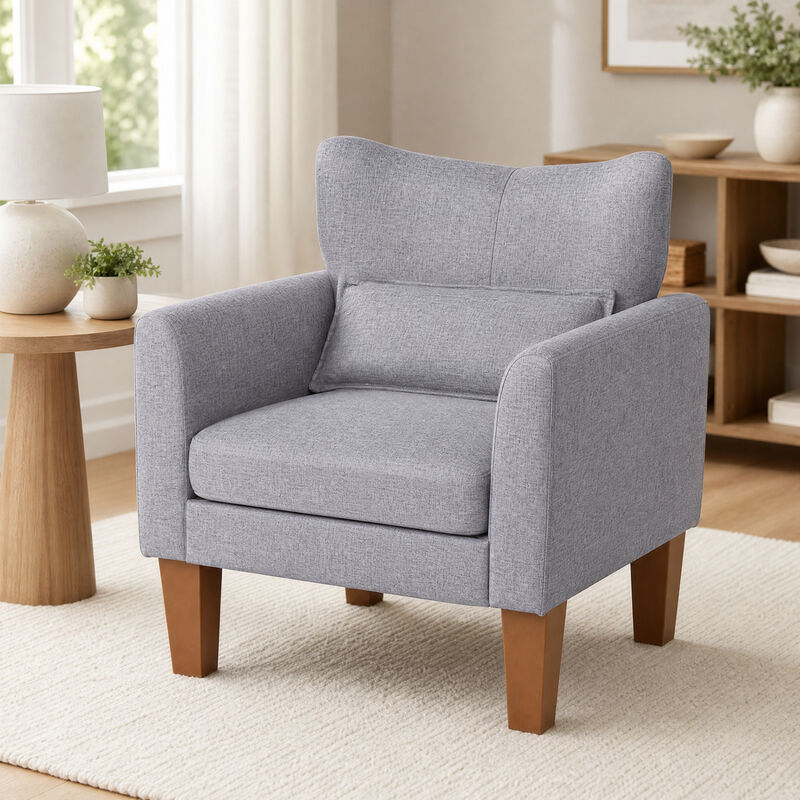 Upholstered Accent Chair with Removable Cushion and Pillow for Bedroom image number 6
