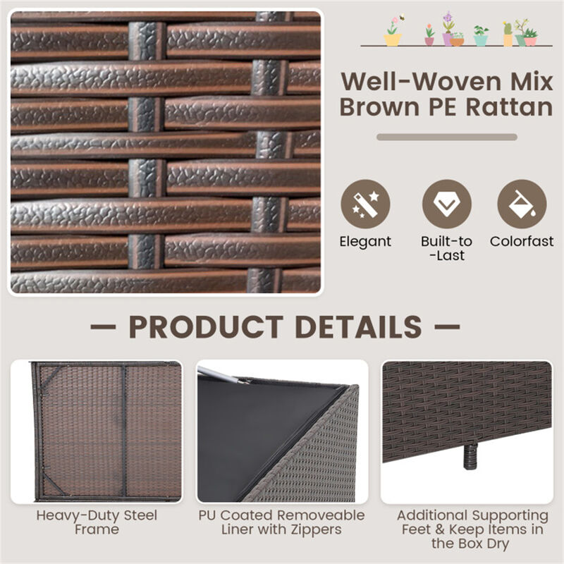 Outdoor Wicker Storage Box with Zippered Liner-133 Gallon image number 3