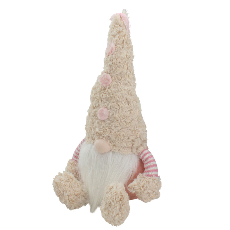 18" Pink Striped Sitting Spring Plush Gnome Table Top Figure with Legs